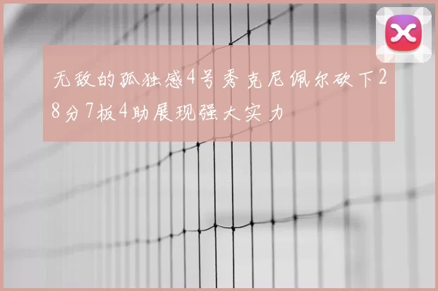 无敌的孤独感4号秀克尼佩尔砍下28分7板4助展现强大实力